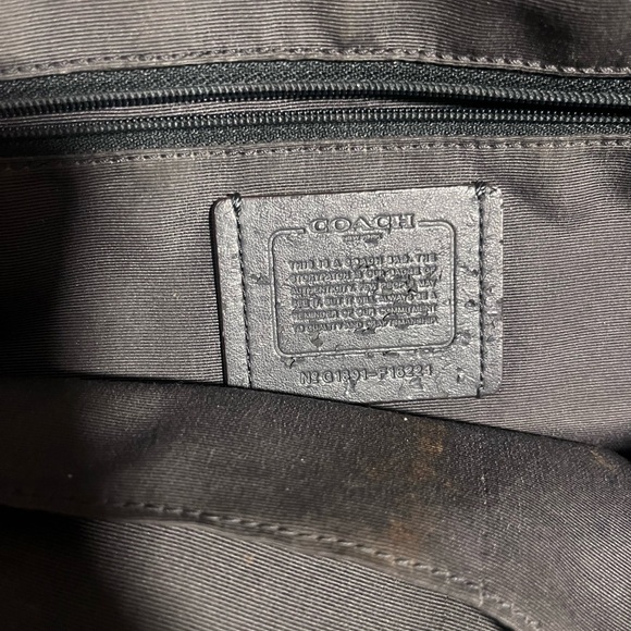 Coach Blue Pebbled Leather Tote Shoulder Bag Silver Logo Classic Everyday Purse - Picture 5 of 14